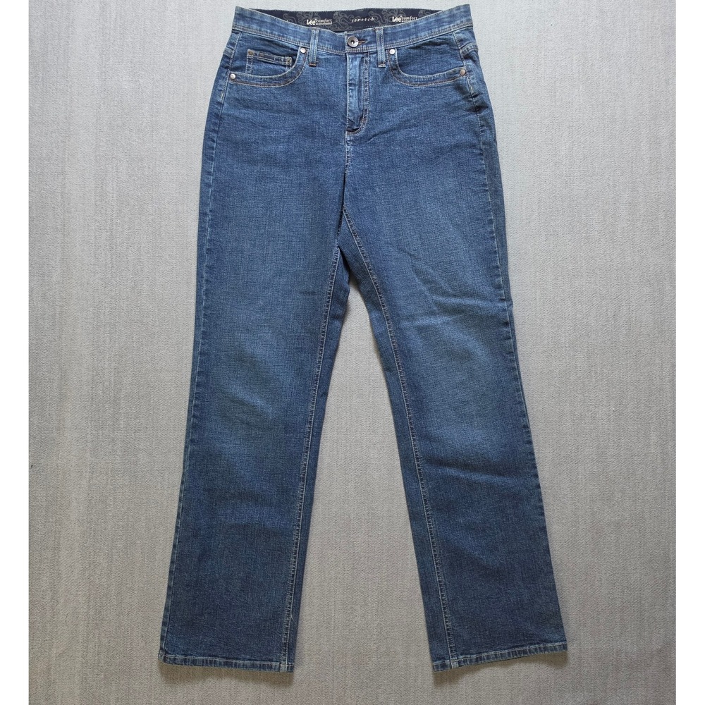 Lee Comfort Waistband Jeans Women 10 Medium Blue Stretch Straight Leg